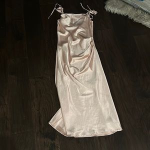 pink satin maxi dress